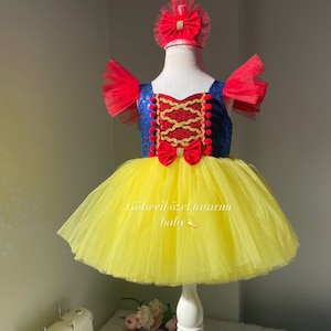 Snow White Costume, Snow White Birthday Dress, Snow White Party Gown, First Birthday Outfit, Baby Tutu Dress, Disney İnspired Costume