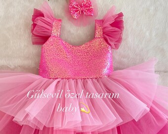 Hot Pink Dress Hot Pink Baby Dress baby Tutu Dress Baby Girl Dress for Special Occasions Photo Shoot Baby pink Dress aurora Prenses Dress Etsy