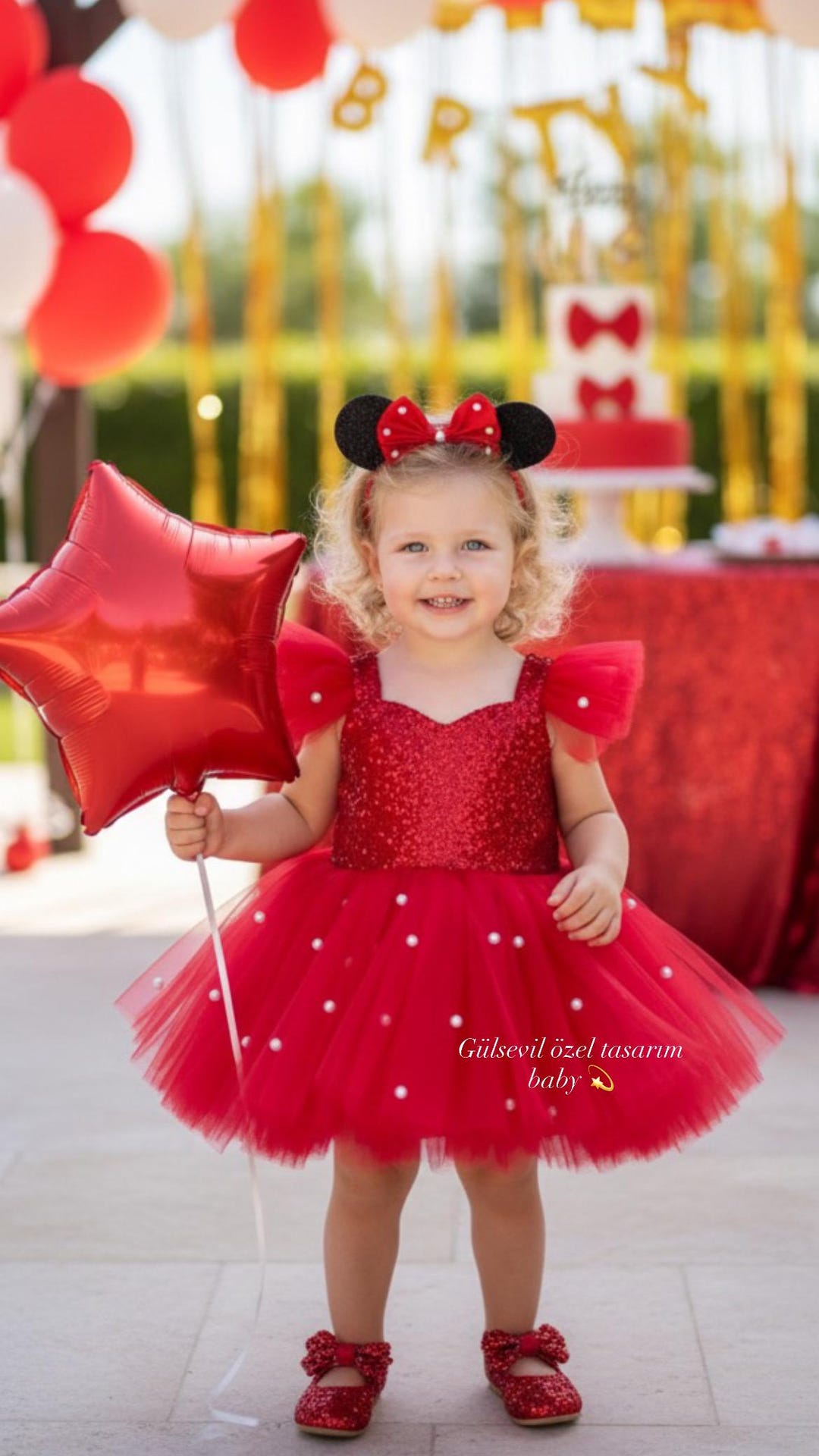 Disfraz de Minnie Mouse rojo hecho a mano: vestido de tul para el
