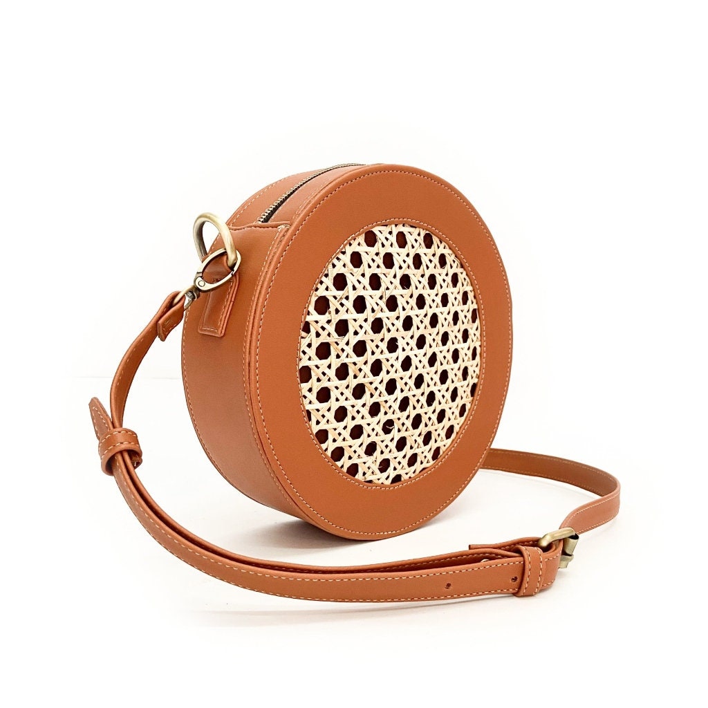 Leather Slingback with Rattan Design