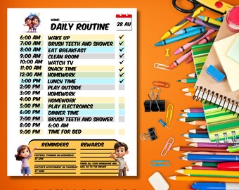 Printable Daily Routine Planner | Kids Checklist | Time Management | To-Do-List | | Children's Task List | Parenting Tips | Activity List