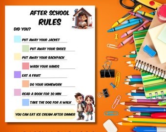 Printable After School Rules | Kids Checklist | Daily Routine | To-Do-List | | Children's Task List | Parenting Tips | Activity List