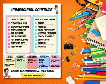Printable Homeschool Schedule | Kids Checklist | Daily Routine | To-Do-List | | Children's Task List | Parenting Tips | Activity List