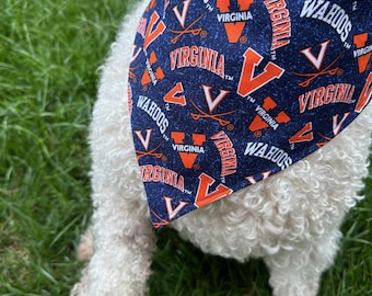 University of Virginia-inspired Dog Bandana | Blue And Orange, UVA, Snap-style, College