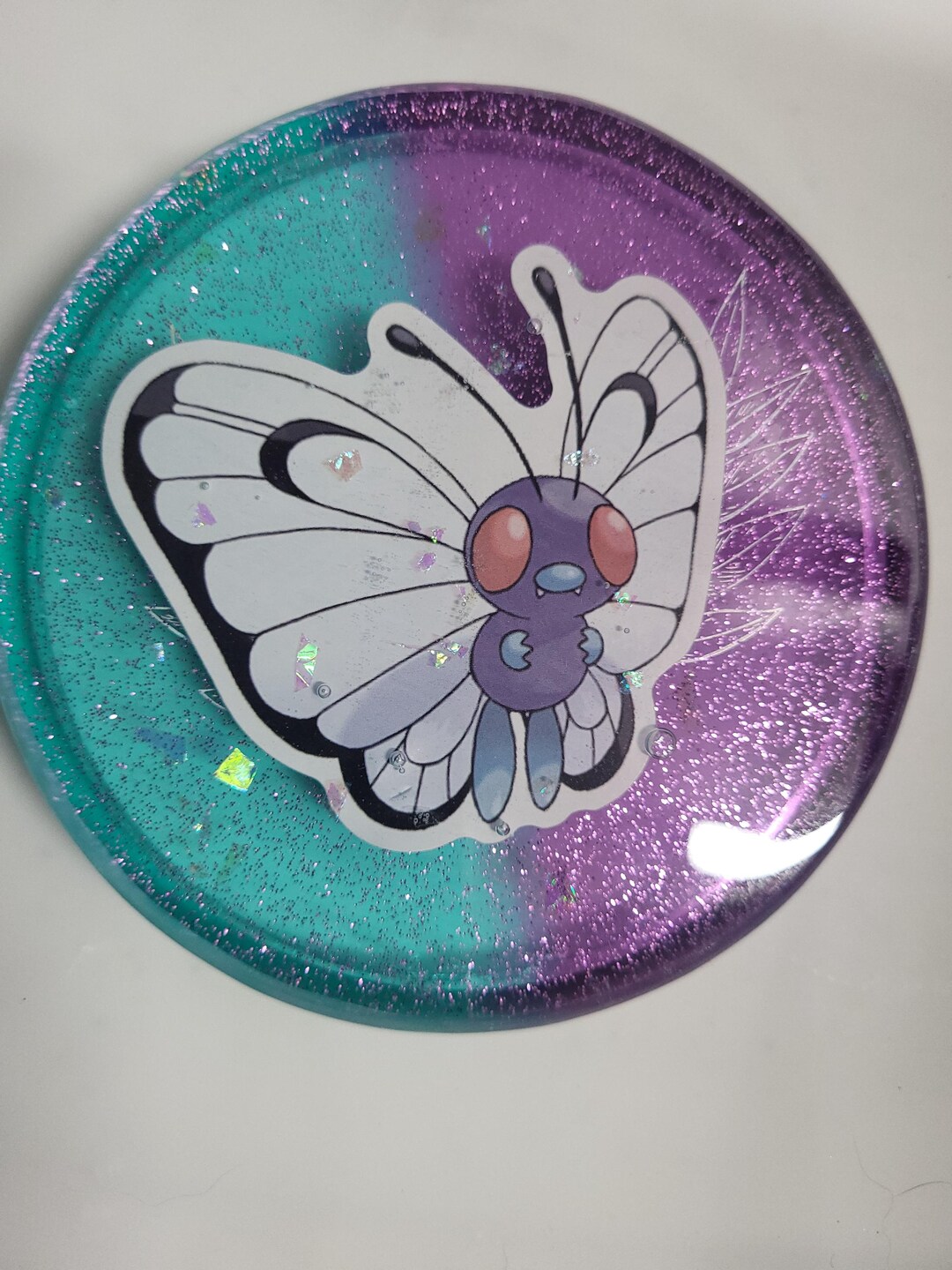 Handmade Disc Golf Marker Pokemon Butterfree : Holographic Glitter ...