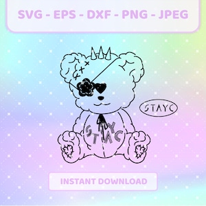 STAYC Teddy Bär Logo k-pop svg | png, jpg, eps, dxf | STAYC, SWITCH Vektor, Cricut Dateien für T-Shirts, Taschen