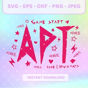 ROSÉ & Bruno Mars APT, APATEU k-pop svg | png, jpg, eps, dxf | Rosé Apt Logo Vektorgrafik, Cricut Dateien für T-Shirts, Tragetaschen, Abziehbilder