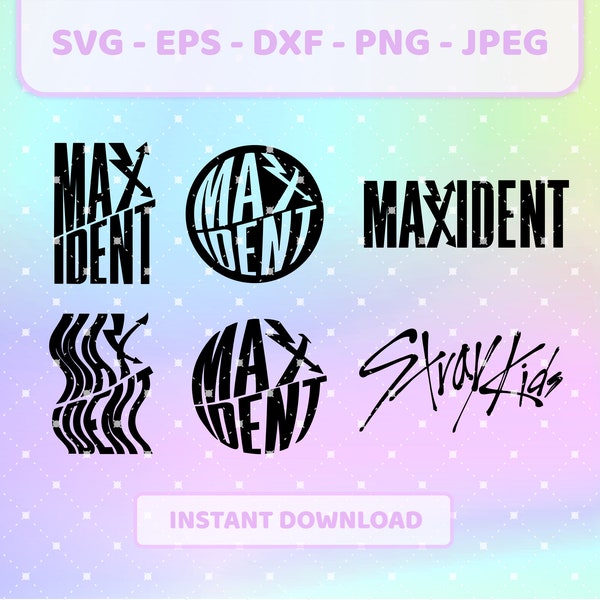 Stray Kids SKZ MAXIDENT logo set kpop svg | png, jpg, eps, dxf | Stray Kids Maxident vector, cricut files for t-shirts, tote bags, decals