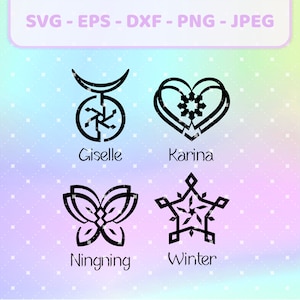 Aespa Symbole k-pop svg | png, jpg, eps, dxf | Aespa Winter, Karina, Ningning, Giselle Vektor, Cricut Dateien für T-Shirts, Aufkleber