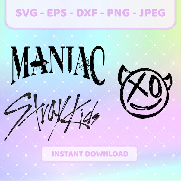 Stray Kids SKZ Maniac logo set kpop svg | png, jpg, eps, dxf | Stray Kids Stay vector, cricut files for t-shirts, tote bags, decals