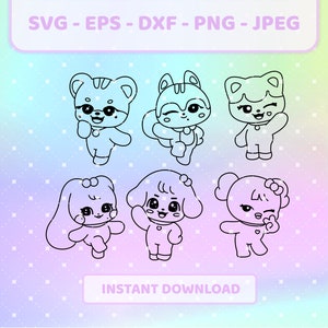 MINIVE Ganganji, Dal-e, Naori, Cherry, Cheez, Erang-e,kpop svg | png, jpg, eps, dxf | IVE Set Vektor, Cricut Dateien für T-Shirts, Aufkleber