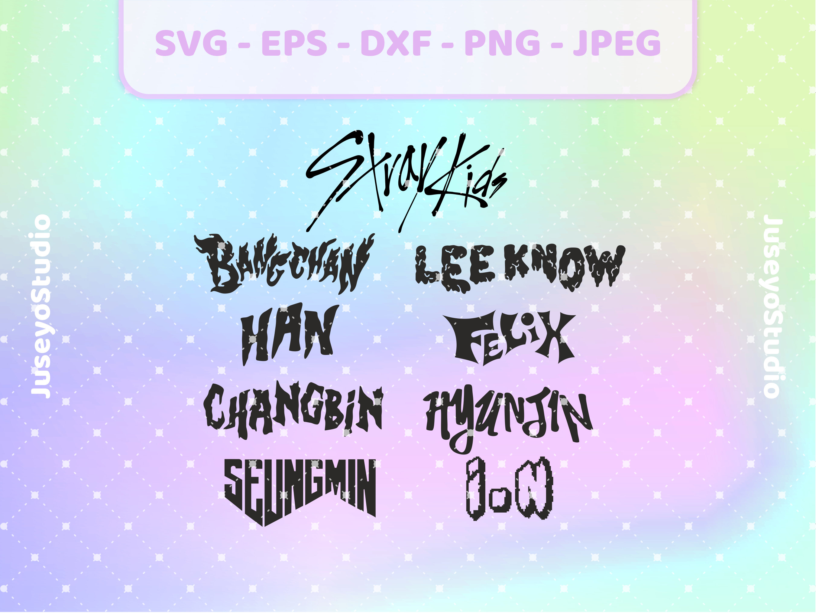 Stray Kids SKZ ROCK-STAR Names Logo Set Kpop Svg Png, Jpg, Eps