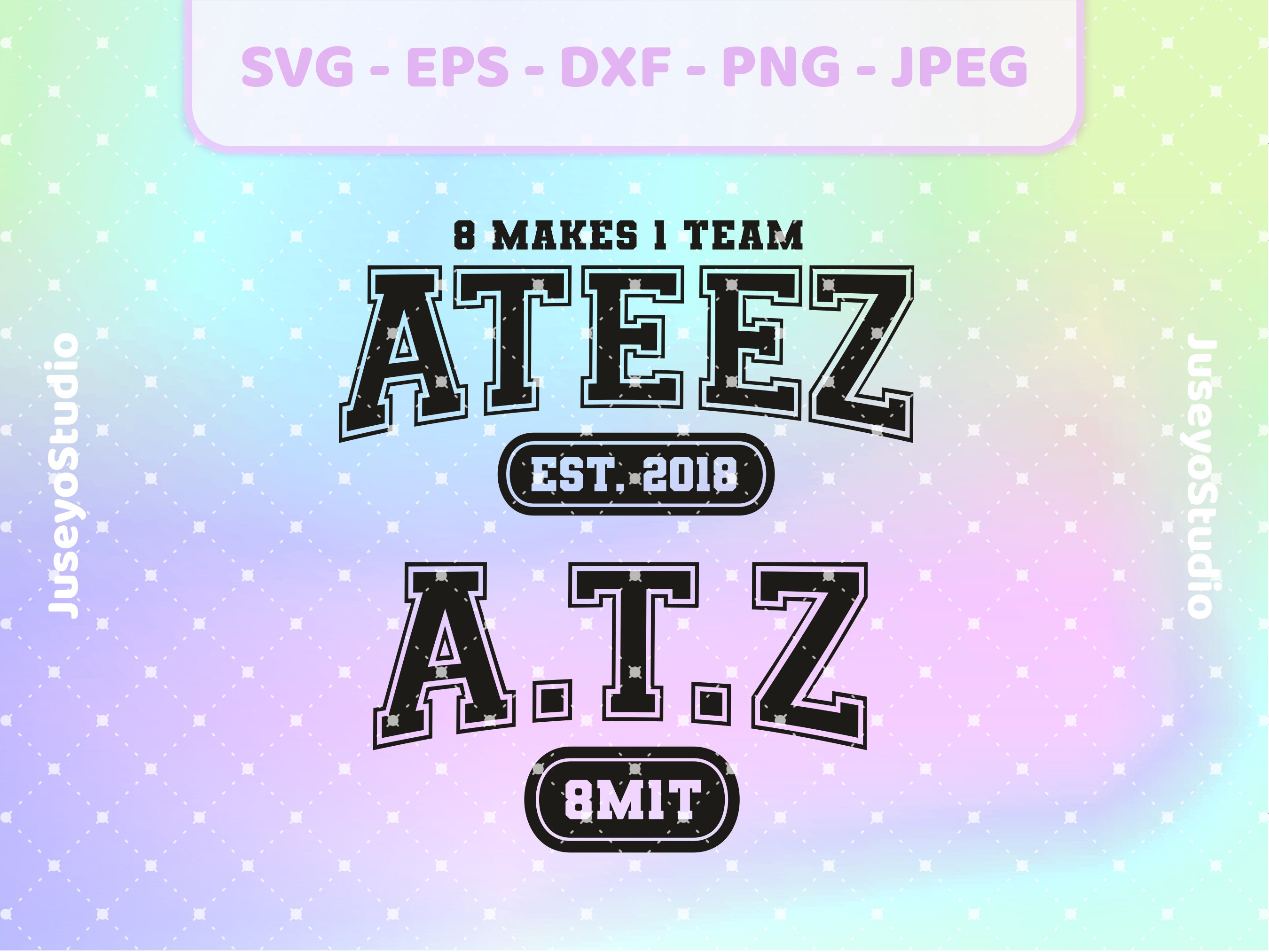 ATEEZ 8 Makes 1 Team ATINY K-pop Svg | Png, Jpg, Eps, Dxf