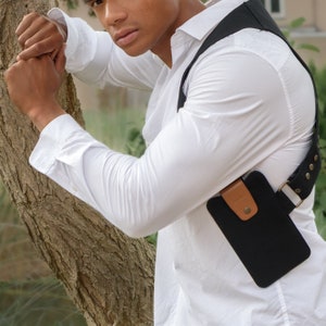Sac à bandoulière double en denim - Sac à bandoulière pour gilet - Étui pour téléphone - Gilvesto