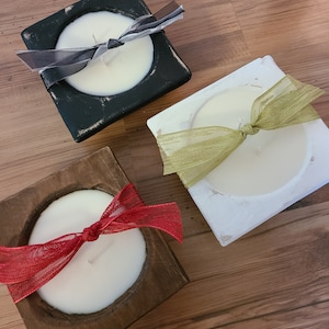 Farmhouse Square Dough Bowl Candles