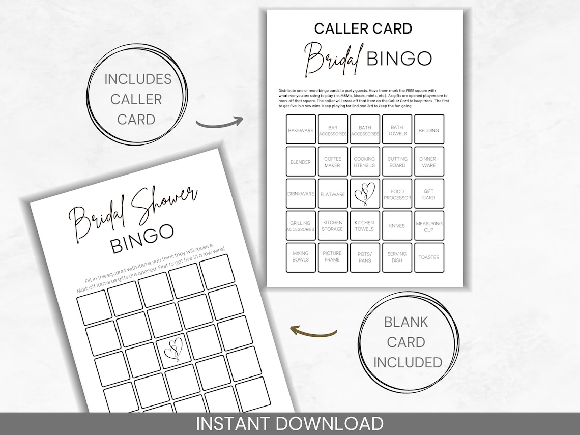 30 Bridal Shower Bingo Cards Minimalist Bridal Shower Game Etsy