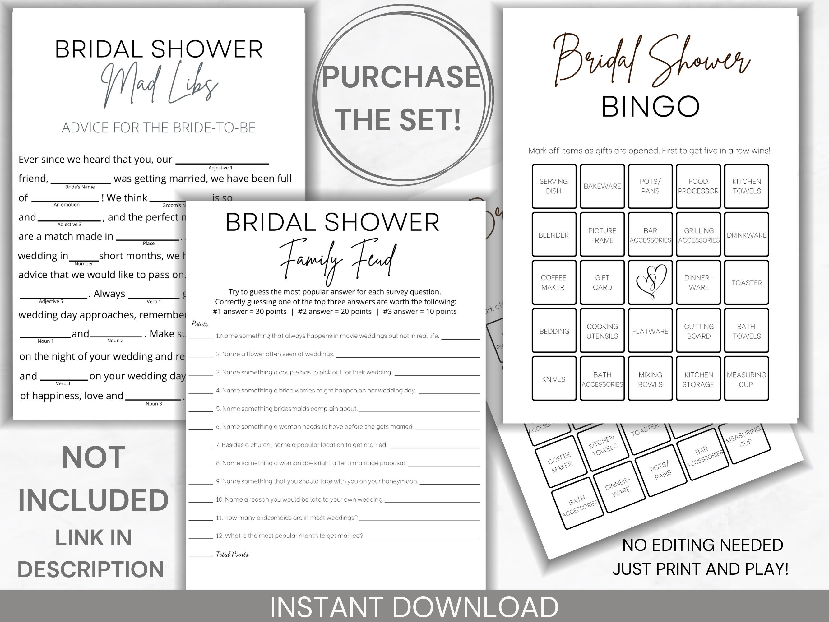 50-bridal-shower-bingo-cards-minimalist-bridal-shower-game-etsy