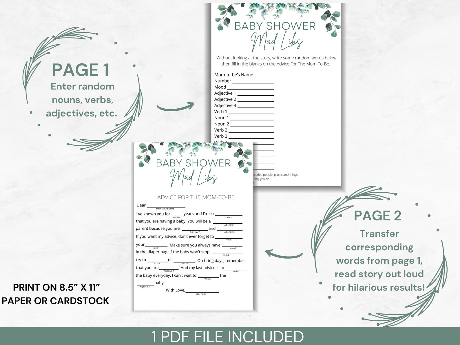Baby Shower Mad Libs, Printable Baby Shower Game, Printable Mad Libs ...