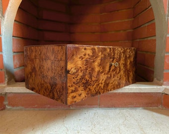 Jewelry Box Wood Burl, Handmade Jewelry Box with lock ,Moroccan Wooden Jewelry Box, Moroccan Handmade Solid Thuya wood Burl jewellry Box XL