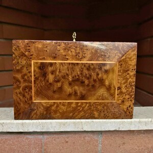 Jewelry Box Wood Burl, Handmade Jewelry Box with lock ,Moroccan Wooden Jewelry Box, Moroccan Handmade Solid Thuya wood Burl jewellry Box zdjęcie 3