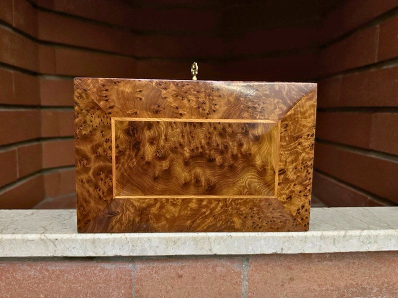 Jewelry Box Wood Burl, Handmade Jewelry Box with lock ,Moroccan Wooden Jewelry Box, Moroccan Handmade Solid Thuya wood Burl jewellry Box zdjęcie 3