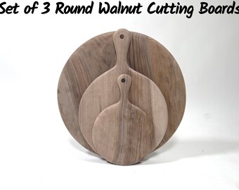 Set of three round Charcuterie Board, Round tray with handles, Meat & Cheese Board, Wedding Platter Buffet Board, Huge Appetizer Board