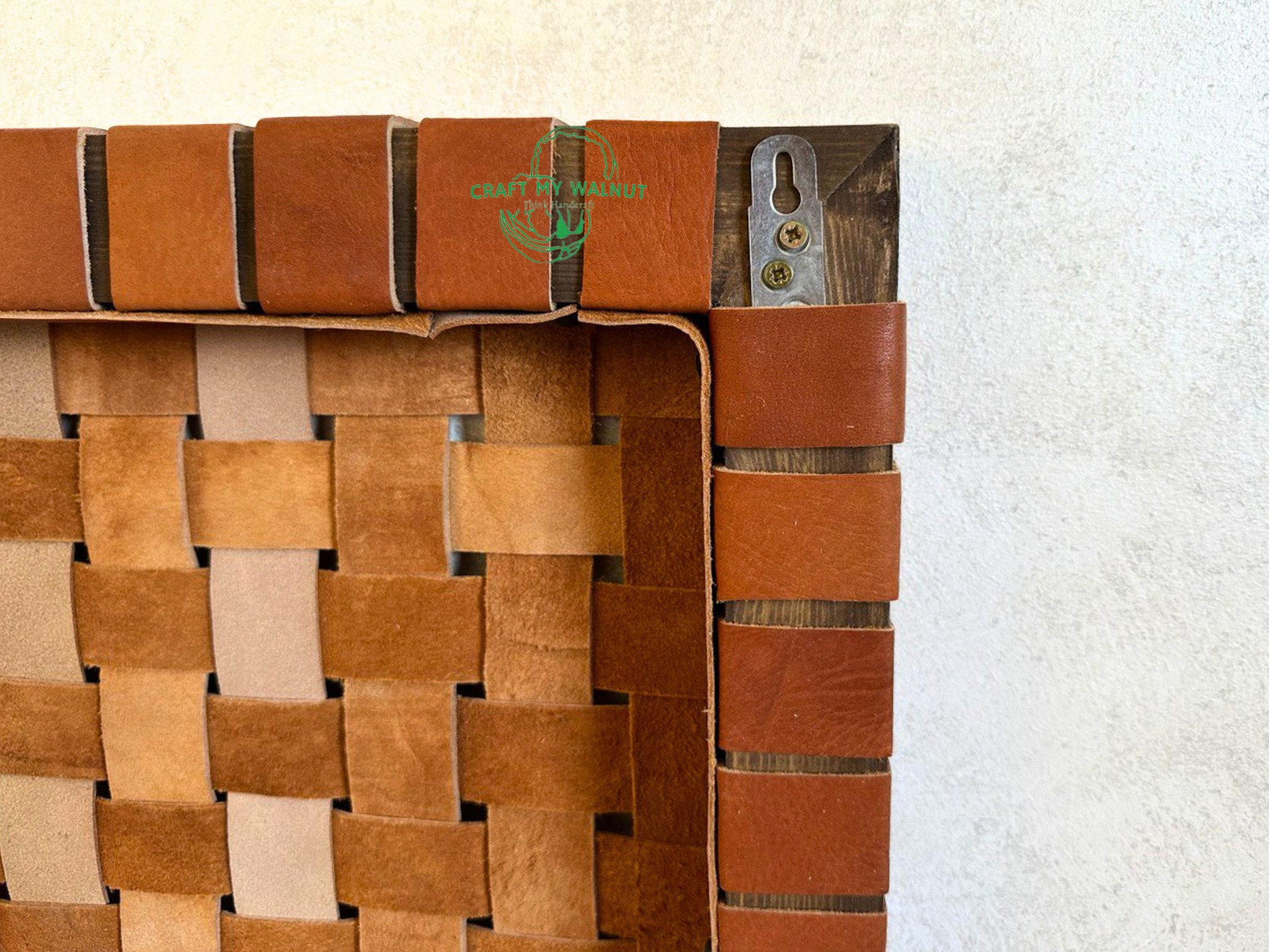 Custom Woven Leather Strap Headboard, Bohemian Chic Leather Leaderboard