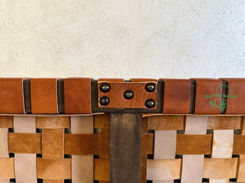 Custom Woven Leather Strap Headboard, Bohemian Chic Leather Leaderboard