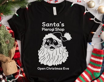 Santa's Pierogi T-Shirt | Polish Gift | Funny Santa Shirt | Retro Christmas T-Shirt