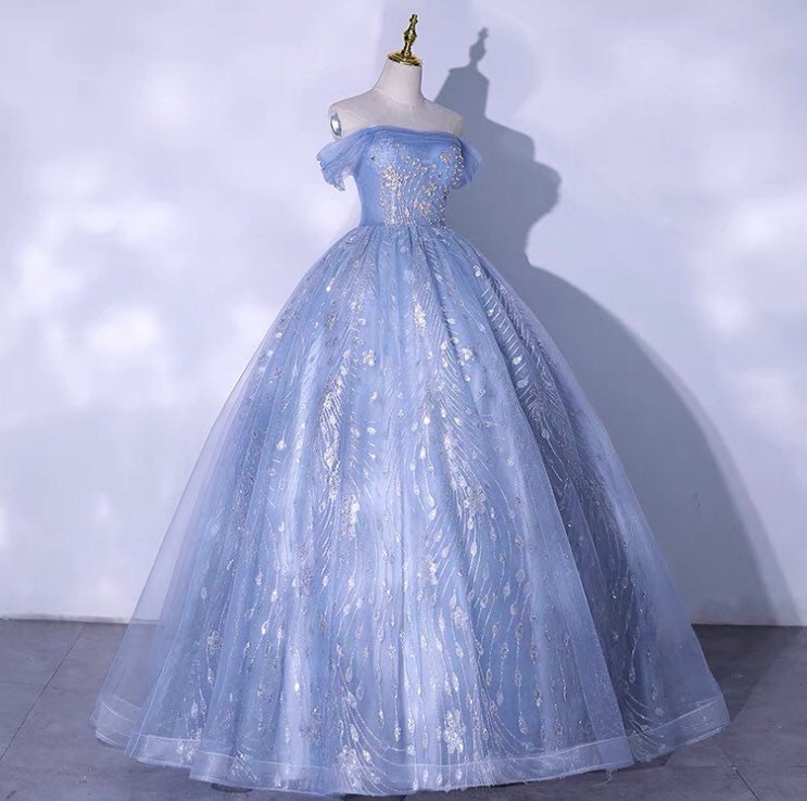Fairy Blue Wedding Dress Blue Prom Dress Ball Gown Long - Etsy