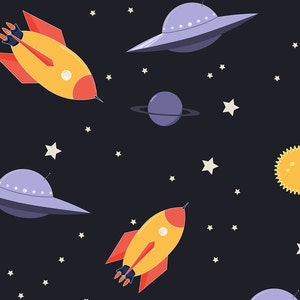 INSTANT download Space, Rockets and Planets Digital Wallpaper