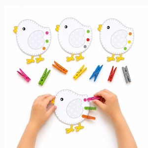 Jeu d'oiseaux de tri des couleurs, activité d'association des couleurs