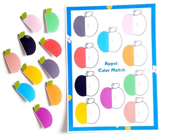 Color Matching Activity with Appel and Fine Motor Skills Worksheet for toddlers