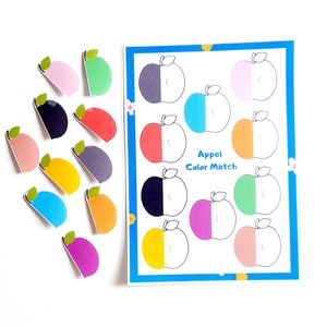 Color Matching Activity with Appel and Fine Motor Skills Worksheet for toddlers