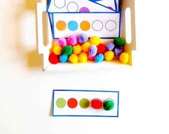 Printable Pattern Activity with Pompoms and  Fine Motor Activities for Toddlers and Preschoolers
