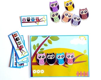 Owl Pattern Activity, Colors Matching and Fine Motor Skills