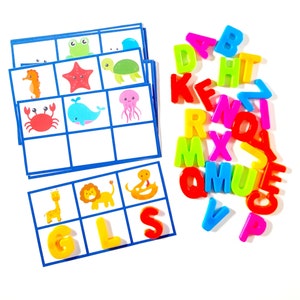 Tarjetas de sonidos iniciales de animales y actividad de fonética para niños