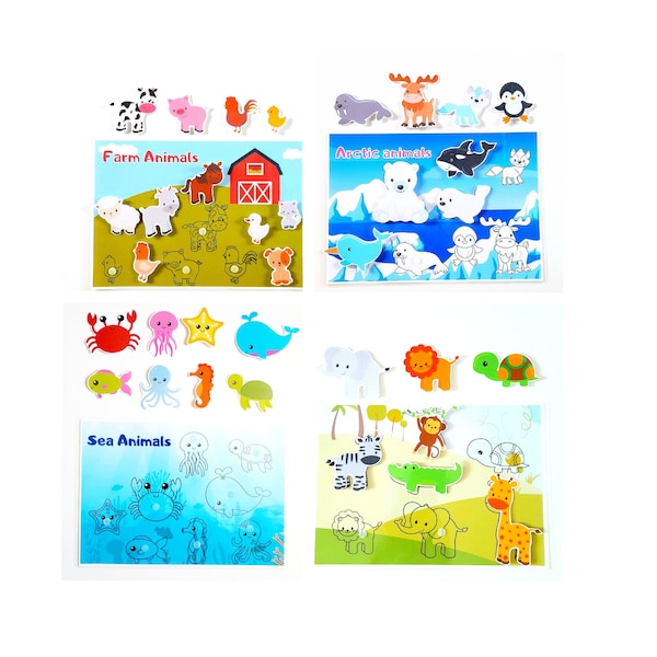 Printable Book of Matching Safari, Sea, Farm and Arctic Animals For Toddlers