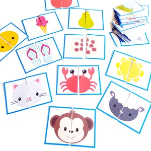40 Puzzle Cards for Toddlers and worksheets for kindergarten image 3
