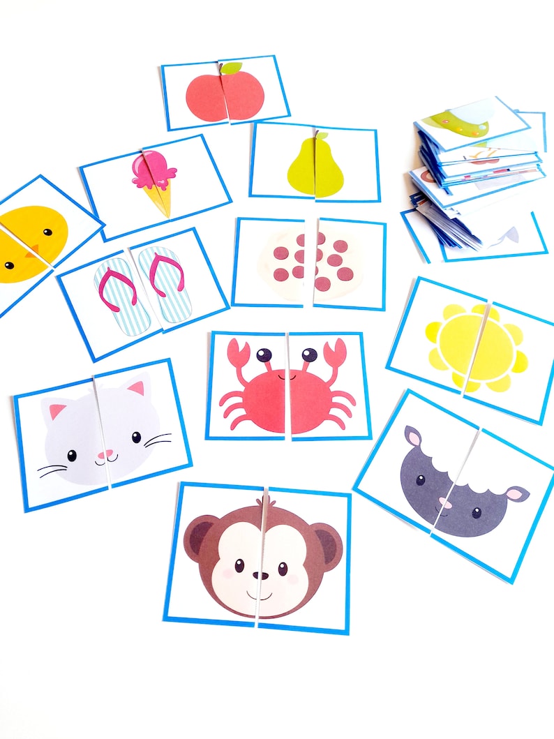 40 Puzzle Cards for Toddlers and worksheets for kindergarten image 3