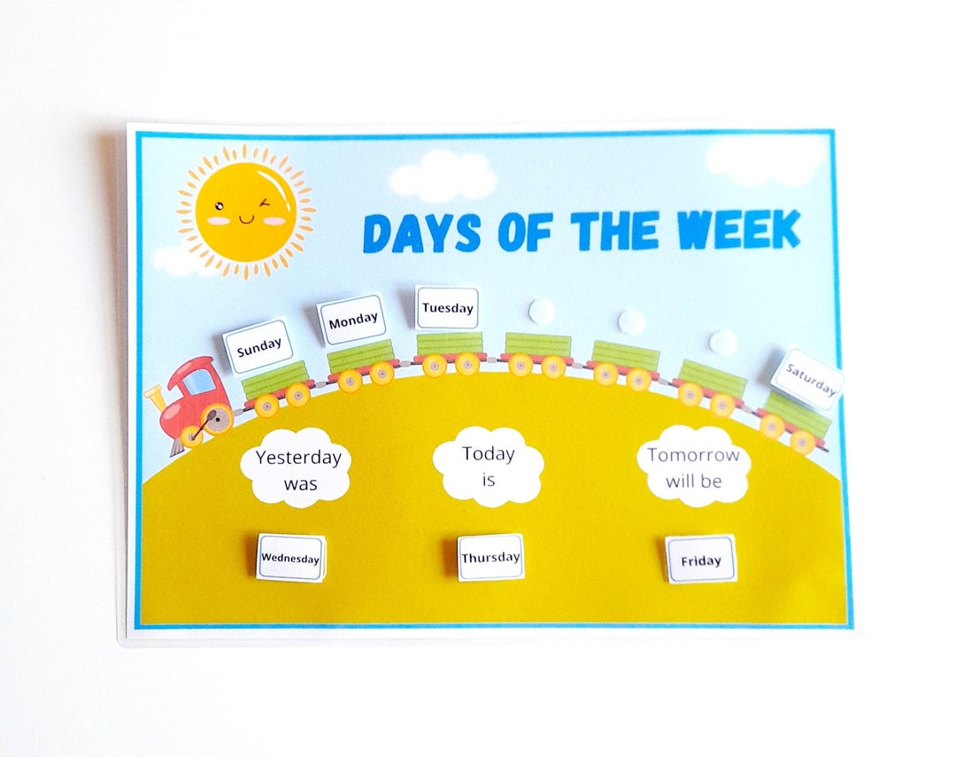 Calendar the Days of the Week Printable Calendar for Kids Etsy