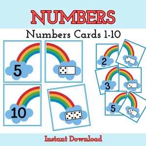 Jeu d'association de nombres, cartes de 1 à 10, apprentissage des nombres imprimables
