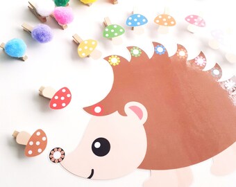 Actividad de color del erizo, Habilidades motoras finas, Juego de combinación de colores, Combinación de colores imprimible, Hoja de trabajo de colores preescolares, Actividad de combinación, PDF