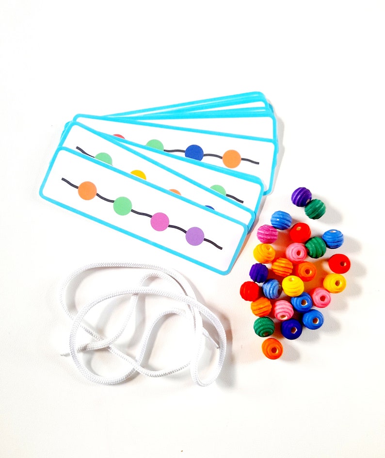 Bead Threading Repeating Pattern Activity and Fine Motor Skills for Toddlers image 3