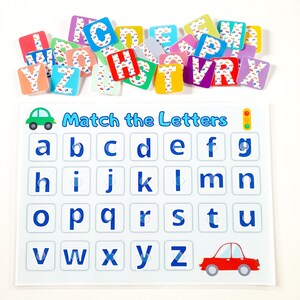 Match The Letters, Alphabet Matching Activity, Learning Letters for Kids, Preschool Worksheet, Busy Book, Toddler Activity, PDF Worksheets,,
