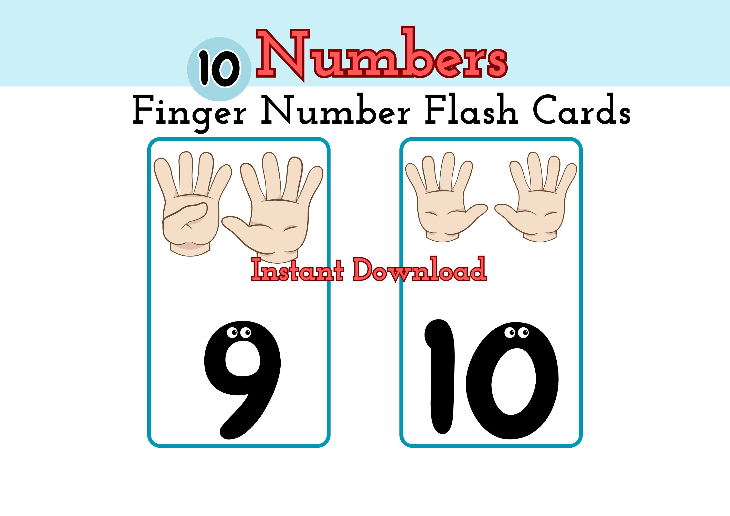 Finger Number Flash Cards, Number Matching Game, Printable Learning ...