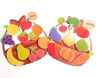 Fruits and Vegetables Sorting Activity, Printable  Sort Activity for Toddlers, Preschool Worksheets.