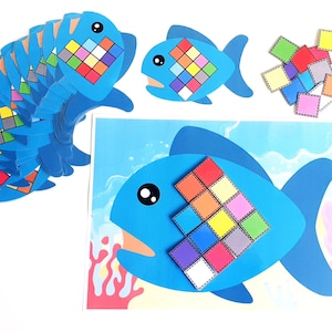 Fish Pattern Activity, Pattern Strips, Color Matching Game, Preschool Math, Busy Book, Color Matching Worksheet, Worksheet, Toys and games