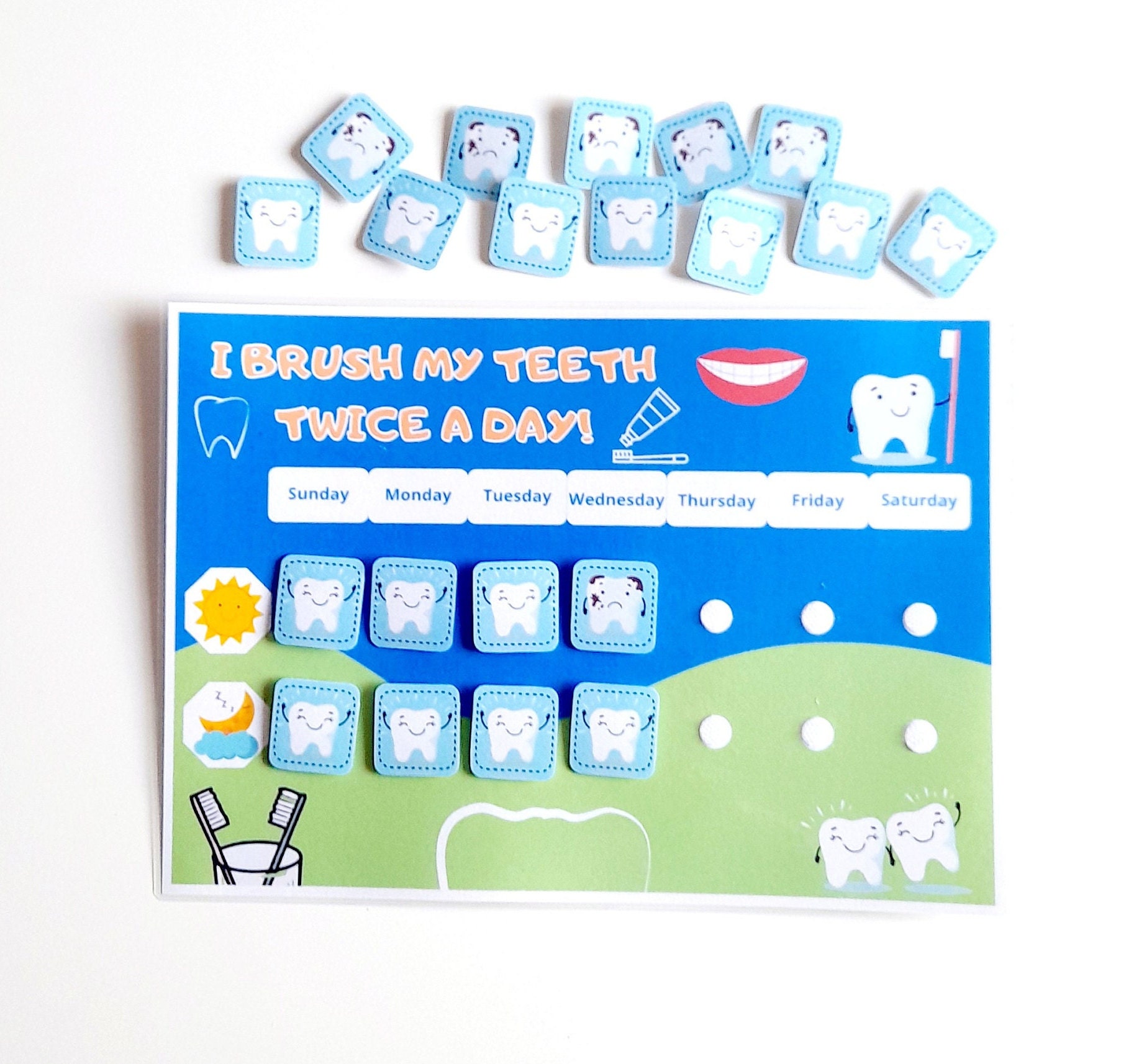 Teeth Brushing Chart Calendar for Kids and Daily Healthy Teeth - Etsy