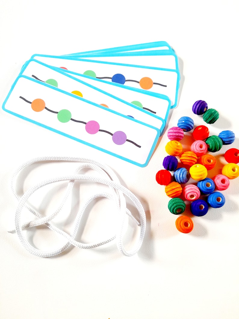 Bead Threading Repeating Pattern Activity and Fine Motor Skills for Toddlers image 8